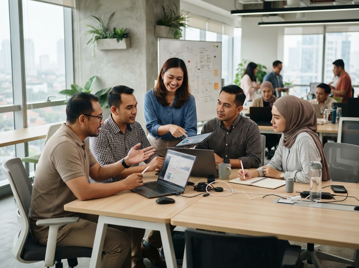 Exo Invexium - ilustrasi analis independen menggunakan platform analitik dari lokasi kerja jarak jauh